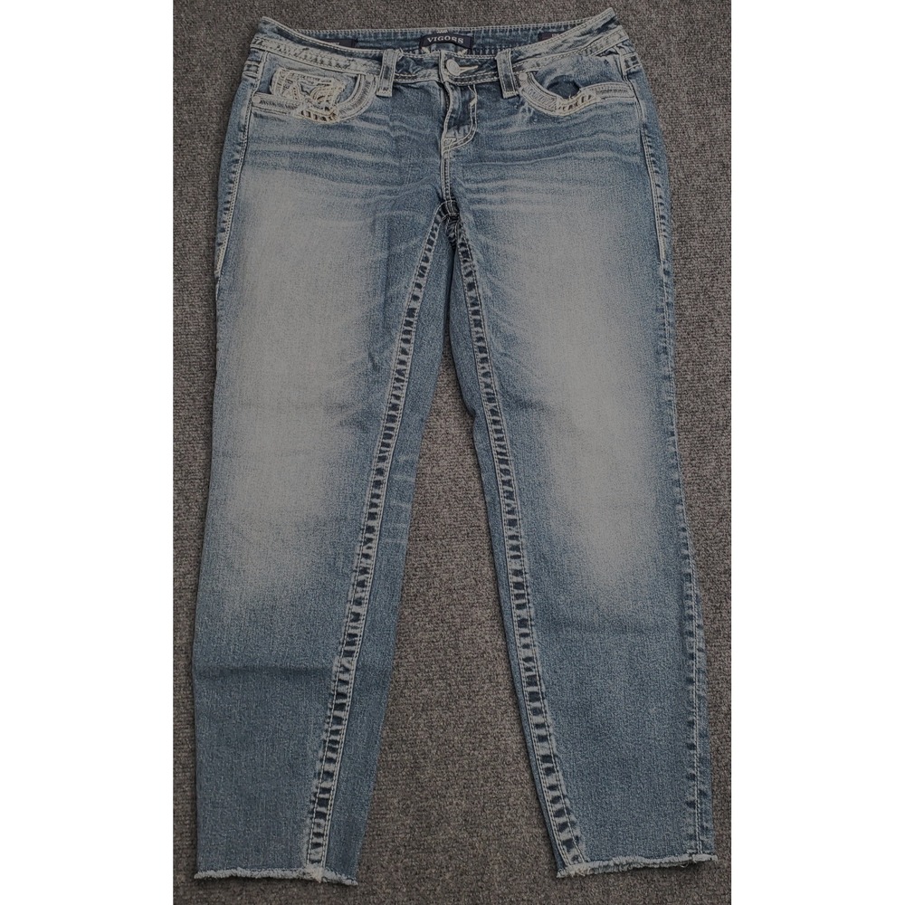 Vigoss Jeans Womens 7/8 L27 Blue Heritage Fit‎ Skinny Stretch Thick Stitch